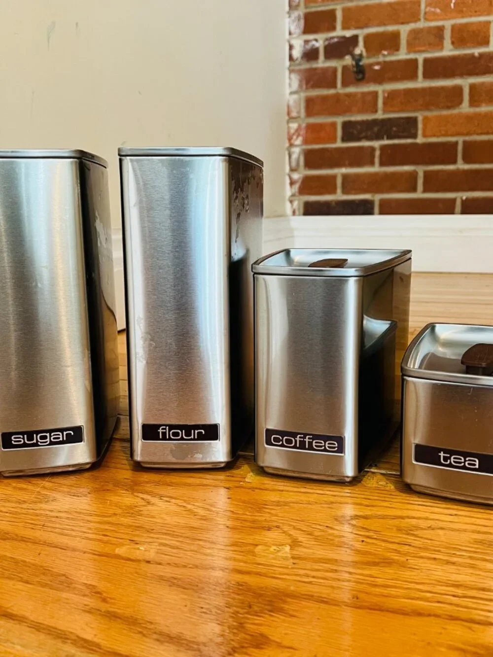 Vintage MCM Lincoln BeautyWare Four-Piece Kitchen Canister Set